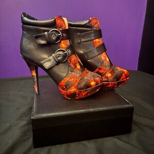 Stylish Black and Red Ankle Boots